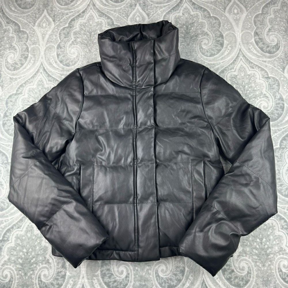 Womens A&F Vegan Leather Mini Puffer